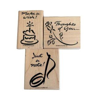 Stampin Up Notable Notes Rubber Stamp Set 1999 Happy Birthday Rose Music
